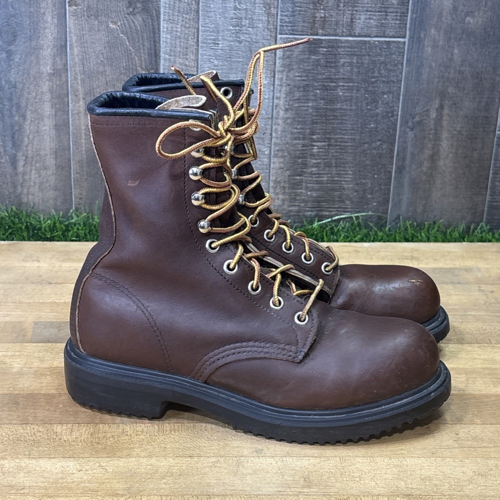 Red Wing SuperSole 8" Safety Toe Work Boots Brown Leather Size 5